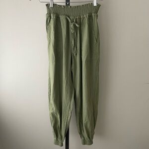 Love Tree Linen Blend Jogger Style Pull On Pant Green Size Small